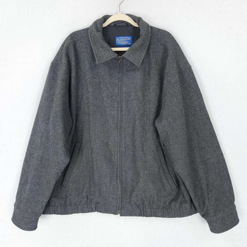 Pendleton Jacket Mens 2XL Gray Wool Thinsulate Vintage USA Bomber Harrington - Image 1 of 4