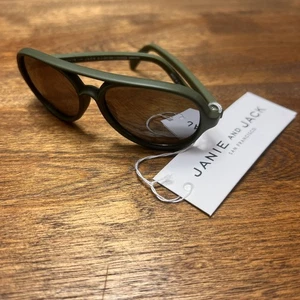 NWT Janie and Jack Aviator sunglasses 0-2 Years Beach Vaca Retro Army Dark Green - Picture 1 of 6