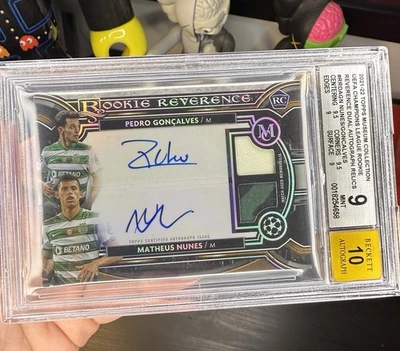 2021-22 Topps Museum UCL Pedro Gonçalves Matheus Nunes Patch Auto /150 RC BGS 9 - Image 1 of 4