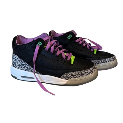 Nike Air Jordan 3 Retro Electric Green Youth 7Y GS Black Purple DA2304-003 - Image 1 of 4