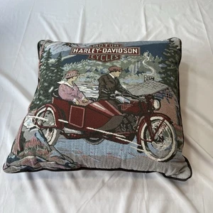 Vintage Harley Davidson Tapestry Throw Pillow - Picture 1 of 3