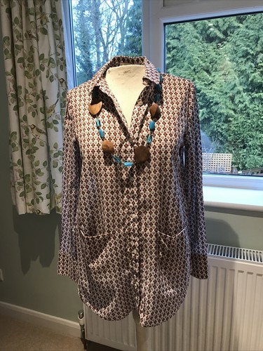 Camicia blusa top tunica Tory Burch taglia 8 cotone lungo tasche frontali