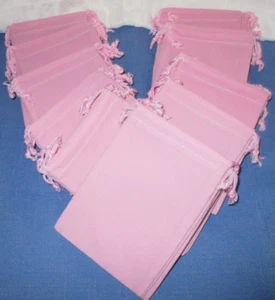 50 Faux Suede Pink Jewelry Pouches - Size 4" x 5" - Picture 1 of 2