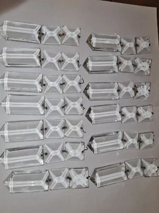 14 Vintage cut glass chandelier lustre with set of 2 square glass drops - Picture 1 of 8