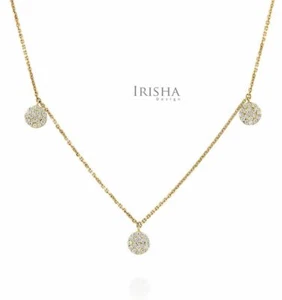 0,30 quilates. COLLAR CON DIJE DE TRES DISCOS DE DIAMANTES GENUINOS REGALO EN JOYERÍA FINA DE ORO DE 14K - Imagen 1 de 5