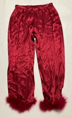 Linea Donatella Marabú Pluma Satén Solo Pijama Parte Inferior Borgoña L Foto 1 de 3