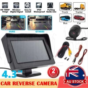 4.3" HD TFT LCD Monitor Car Reverse Camera Kit Rear View Backup IR Night Vision - Picture 1 of 12