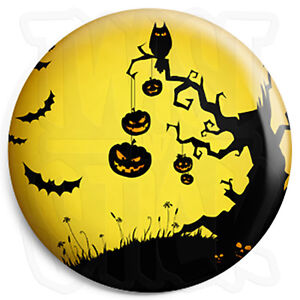 Halloween Pumpkin Tree - 25mm Trick or Treat Button Badge, Fridge Magnet Option
