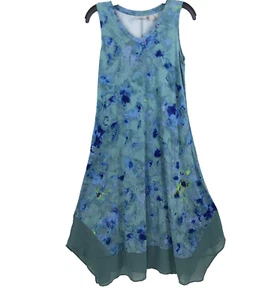 Maxi Vestido LOGO Lori Goldstein Para Mujer XS Verde Floral Sin Mangas Borde de Gasa - Imagen 1 de 6