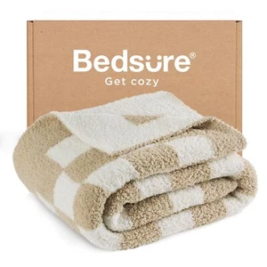 Bedsure Checkered Throw Blanket - Super Soft Knit Breathable Throw Blanket, Warm - Picture 1 of 9
