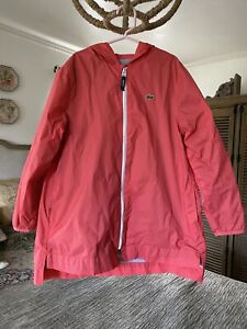Lacoste Girl Windbreaker Jacket Coat Red Lining Sz 8