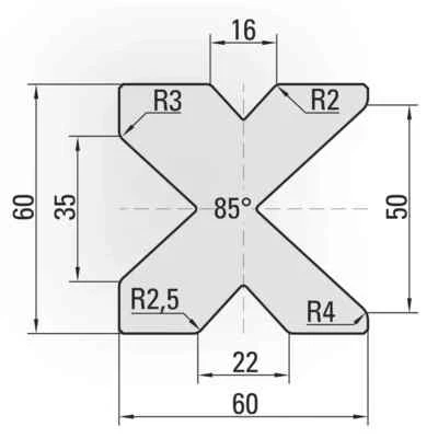 Prensa Freno 4 Vías Die x 2.36" Cuadrado x 8-1/2 "lg, 85 grados Otros lgs. disponible Foto 1 de 4
