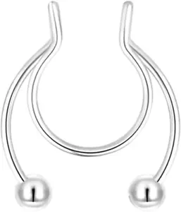 20G Fake Nose Rings Hoop Clip-On Stainless Steel Septum Jewelry Non Piercing Fak - Picture 1 of 11