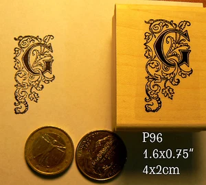 P96 calligraphy letter G Rubber Stamp - Picture 1 of 1