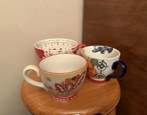 Pier 1 Imports Dutch Wax Hand Painted Mug Lot of Three Cups (1 Large) (2 Small) - Picture 1 of 14