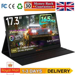 GTMEDIA 17.3" Portable Gaming Monitor 165Hz/144Hz 2560x1440 USBC HDMI IPS Screen - Picture 1 of 22