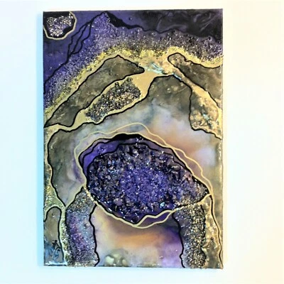 Obra de arte de geoda de resina 3D 20X13 ın, pintura de pared abstracta, regalo, decoración de pared, arte en resina Foto 1 de 4