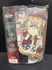 Bucilla Filzstrumpf patriotisch Santa nicht mehr produziert versiegelt Kit 2006 18" Weihnachten USA - Bild 1 von 5