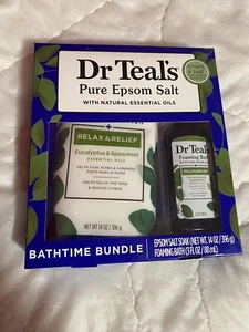 NEW Dr Teal's Relax Relief Epsom Salt Soak Foaming Bath Set Eucalyptus Mint Gift - Picture 1 of 6