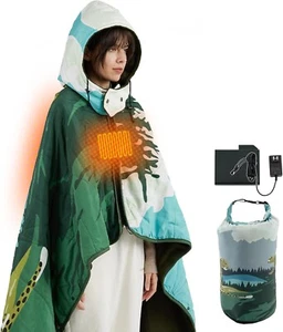 Ourea Heated Blanket Battery Operated, Wearable Cordless Electric with Hoodie, - Picture 1 of 7