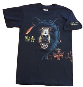 Vintage 80s Black Bear Smoky Mountains Single Stitch All Over Print T-Shirt - Bild 1 von 12