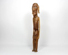 VINTAGE MID 20TH C. EASTER ISLAND MOAI KAVAKAVA HAND CARVED WOODEN FIGURE