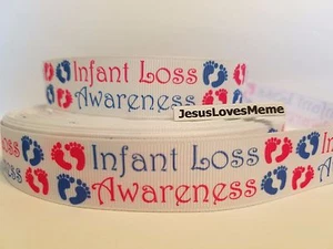 Grosgrain Ribbon Infant Loss Awareness Baby Feet Medical Hospital Doctor 7/8" - Picture 1 of 1