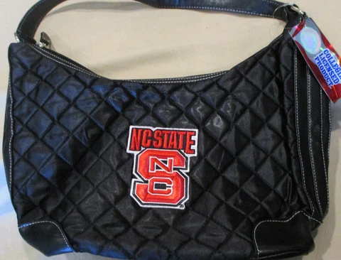 NWT NORTH CAROLINA - NC STATE WOLFPACK - QUILTED HOBO PURSE - BLACK Cover