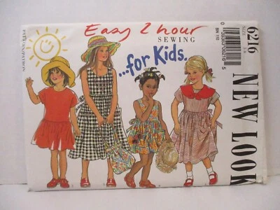 New Look Pattern 6216 Girls Size 3-8 Dress Sleeveless Cap Sleeves Uncut  - Image 1 of 4