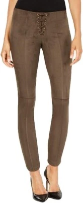HUE Womens Lace-Up Microsuede Skimmer Leggings Greenish-Brown Medium Foto 1 de 3