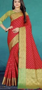 HIGH QUALITY BANARASI SAREE WITH A NICE BLOUSE PIECE. - Picture 1 of 6