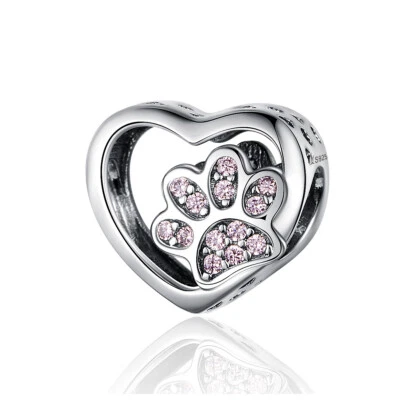 Charms Anhänger Silber 925 Pfoten Abdrücke Katzenliebe Tiere Geschenk für Frauen - Bild 1 von 4