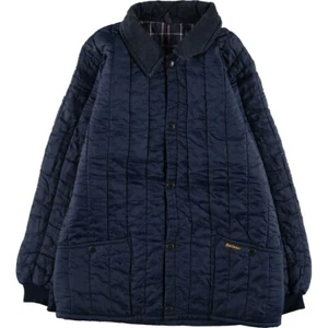 Barbour quilted puffer Jacket Blouson Coat Men Size M Navy Blue Vintage 90's - Picture 1 of 7