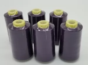 6 SPOOLS EGGPLANT #587 SERGER OVERLOCK SERGER SEWING THREAD s2 T27 6K YDS/Spool - Picture 1 of 7