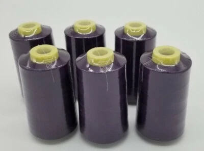 6 SPOOLS EGGPLANT #587 SERGER OVERLOCK SERGER SEWING THREAD s2 T27 6K YDS/Spool - Image 1 of 4