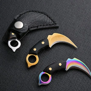 Mini Keychain Pocket Knife Stainless Steel Camping Knife Fixed Blade EDC Tool - Picture 1 of 16