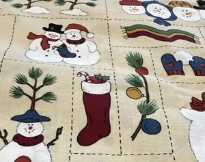 Tessuto vintage 1 yd pupazzo di neve di Natale cotone trapuntato artigianato - Foto 1 di 12