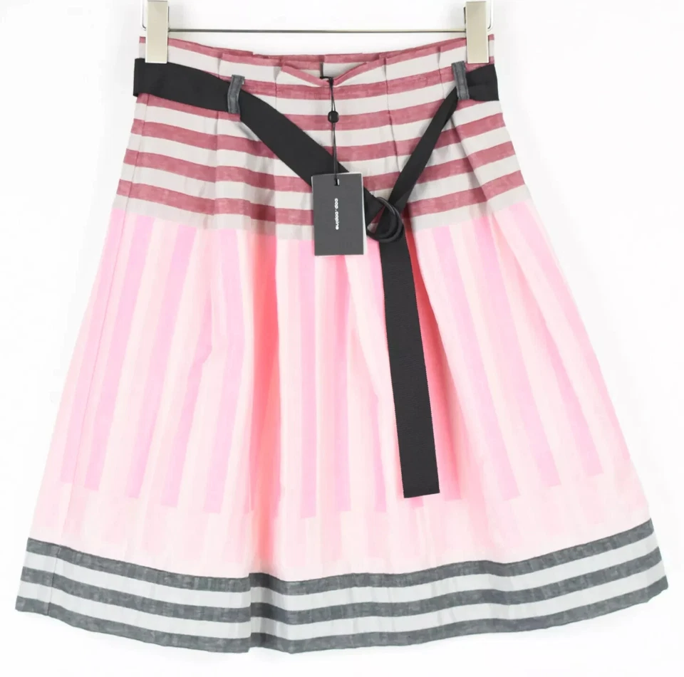 COP COPINE Acapulco Skirt Women's (EU) 36 Mini Belted Pleated Patterned Striped - Image 1 of 4