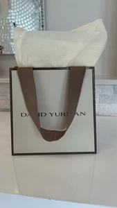 DAVID YURMAN Gift Bag Gold Shopping Paper Bag. 8" x 7.75" x 4.5" - Picture 1 of 9