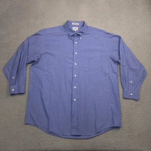 LL Bean Herren Button Down Hemd 17 33 blau kariert langarm Baumwollmischung - Bild 1 von 10