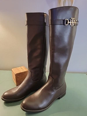 NWOB Tommy Hilfiger Womens Faux Leather Riding Boots Classic Equestrian Sz 7.5M - Image 1 of 4