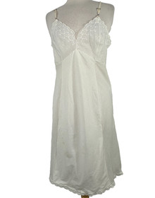 Vintage Philmade Lace Trim Full Slip Nightgown Women's Size 38 Tricot White USA