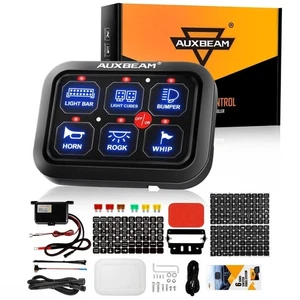 AUXBEAM 6 Gang 12V Switch Panel LED Rocker Toggle For Boat Marine Car Caravan - Picture 1 of 4