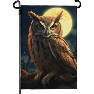 Owl Garden Flags 12x18 Double Sided Fake Owl Decoys to Scare Birds Squirrels ... - Picture 1 of 7