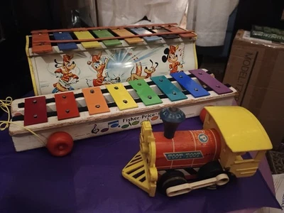 Vintage 50’s-60’s Toy Lot, Fisher Price,Micky Mouse Toot-Toot Train - image 1 of 4
