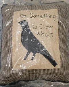 Crow Pillow Black And Tan Appliqued Rustic Do Something To Crow About New 14x16 - Picture 1 of 7