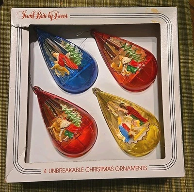 De Colección Joya Brite Diorama Belén Lágrima Navidad Adornos Set de 4 Caja Foto 1 de 4