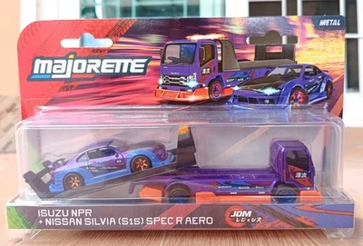 Majorette JDM Lengens Isuzu NPR + Nissan Silvia Dark Purple 1:64 in Package - Image 1 of 4