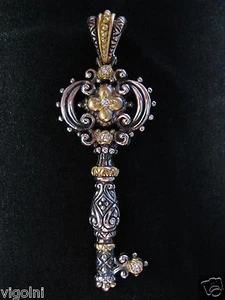 BARBARA BIXBY DIAMOND KEY ENHANCER PENDANT FLOWER SS 18K Gift Mother's Day - Picture 1 of 2