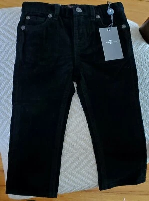 Pantalones de mezclilla clásicos de pierna recta de terciopelo negro 7 For All Mankind talla 18 M nuevos con etiquetas Foto 1 de 4